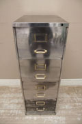 polished metal filing cabinet